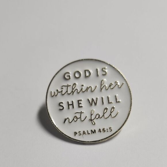 Inspirational White and Gold Pin - Picture 1 of 2